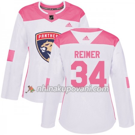 Florida Panthers Dresy James Reimer 34 Bílá 2017-2018 Adidas Růžová Fashion Authentic - Dámské
